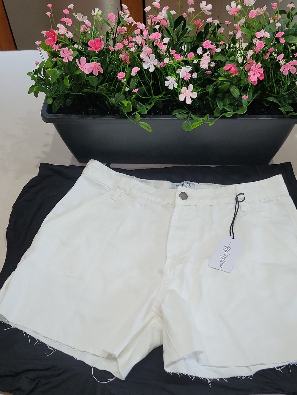 NWT -- Twelve by Twelve White High-Rise Denim Shorts